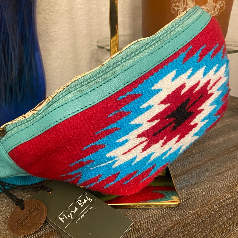 Myra Bag Turquoise, Red, Blue & White Crossbody Bag